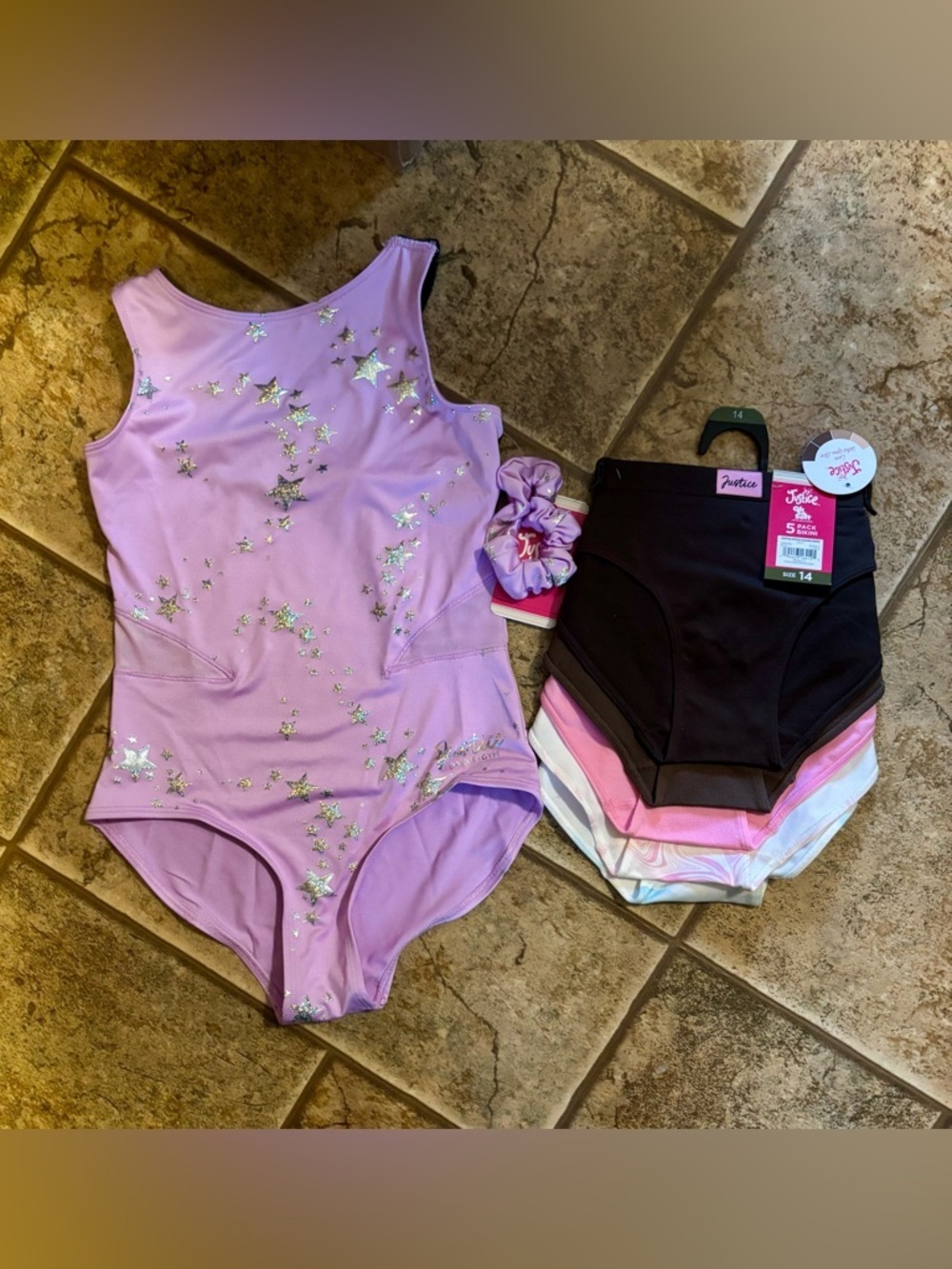 NWT *Bundle of 2* girls Justice Celestial Leotard & 5 pack panties sz L 12/14
